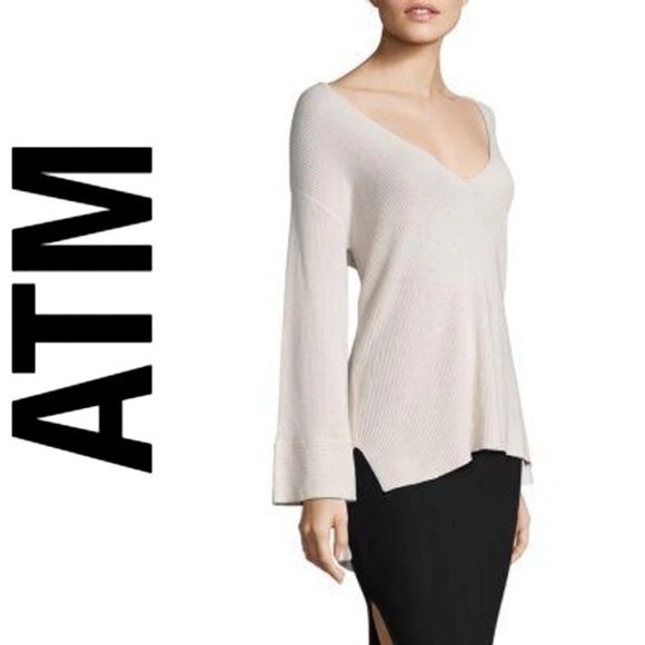 ATM ANTHONY THOMAS MELILLO V-neck Hi-lo Sweater In Blush Pink XS Revolve - Picture 4 of 15